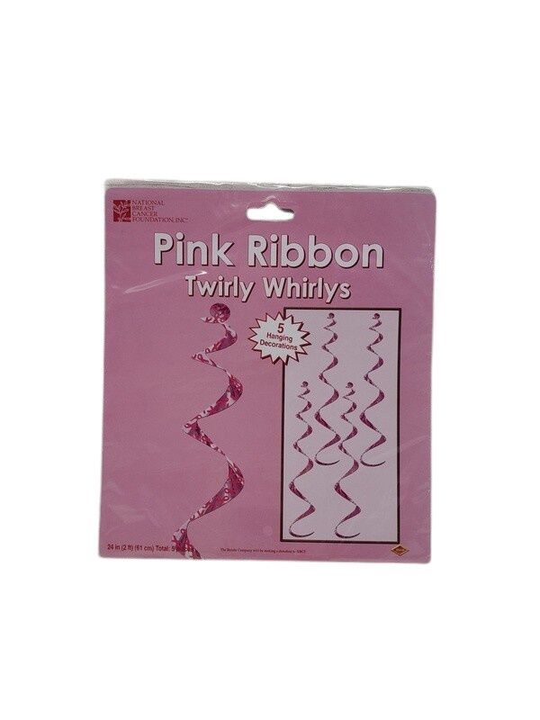 5pc 24&quot; Pink Ribbon Whirls