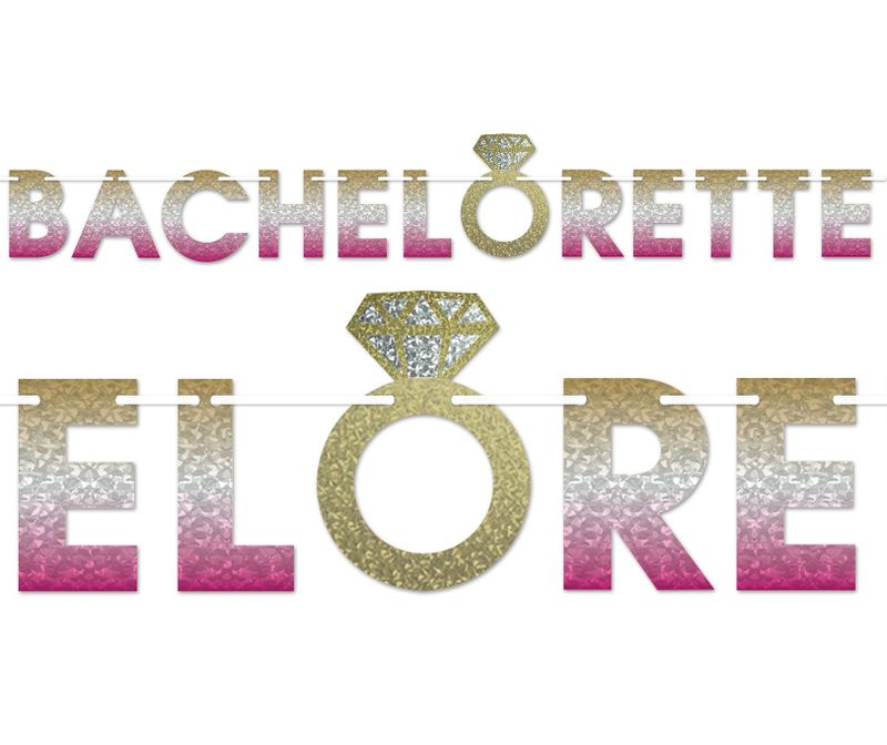 7&quot;x6&#39; Bachelorette Streamer Pink/Gold