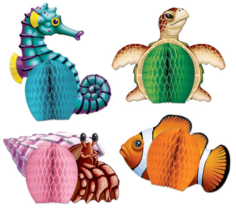 4pc 5.5" Mini Sea Creature Centerpieces