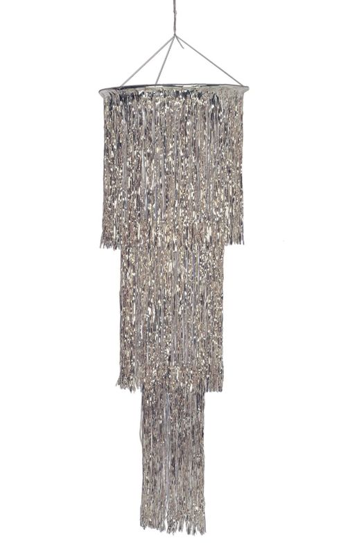 4&#39; 3-Tier Shimmering Chandelier Silver