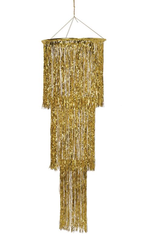 4&#39; 3-Tier Shimmering Chandelier Gold