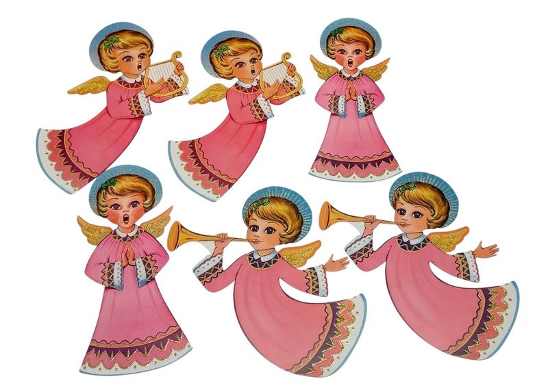 6pc 14.5&quot;-16.25&quot; Vintage Angel Cutouts