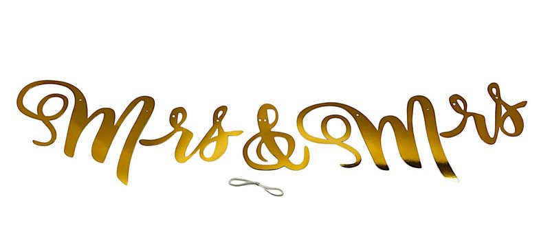 5&#39;x9.75&quot; Mrs. &amp; Mrs. Metallic Streamer Gold