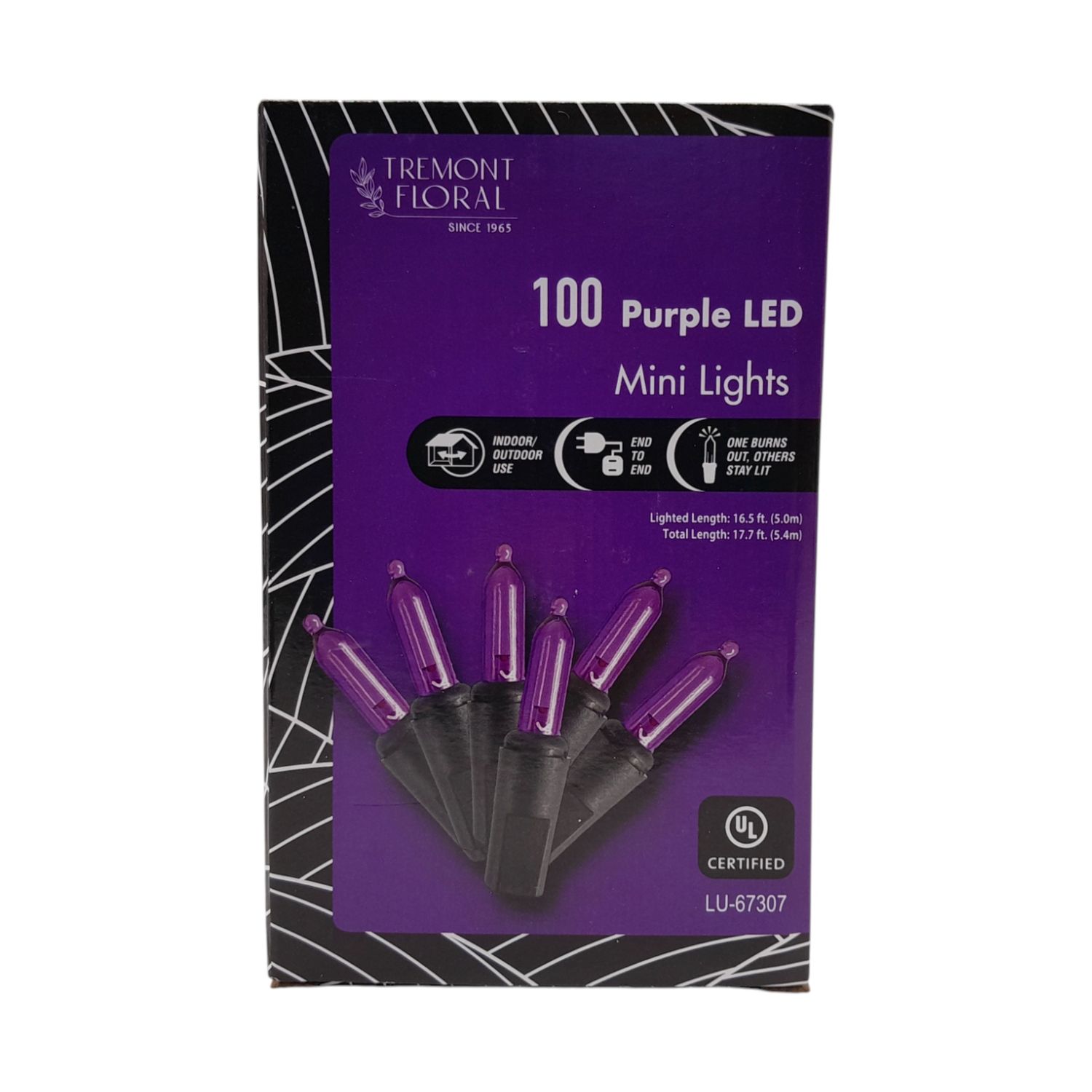 100 Mini LED Lights Purple w/Black Wire
