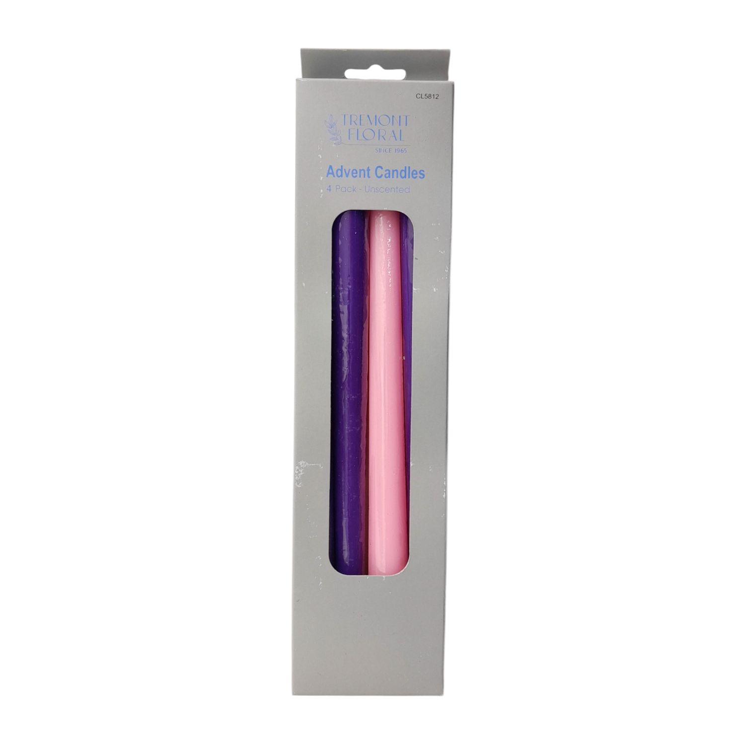 4pc 11.5″ Advent Taper Candles Pink/Purple