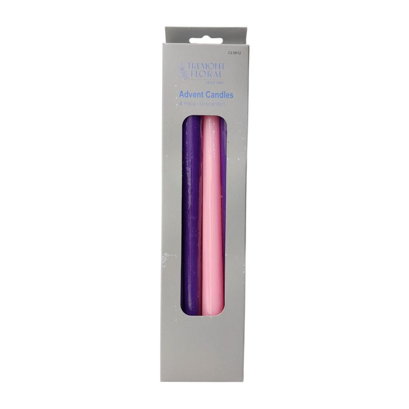 4pc 11.5″ Advent Taper Candles Pink/Purple