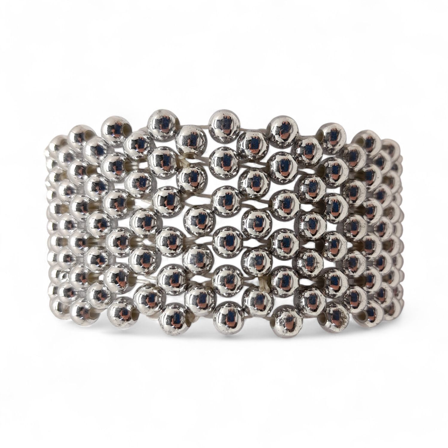 Pearl Wristlet w/Ribbon Silver
