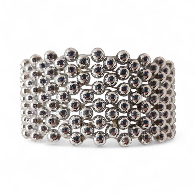 Pearl Wristlet w/Ribbon Silver