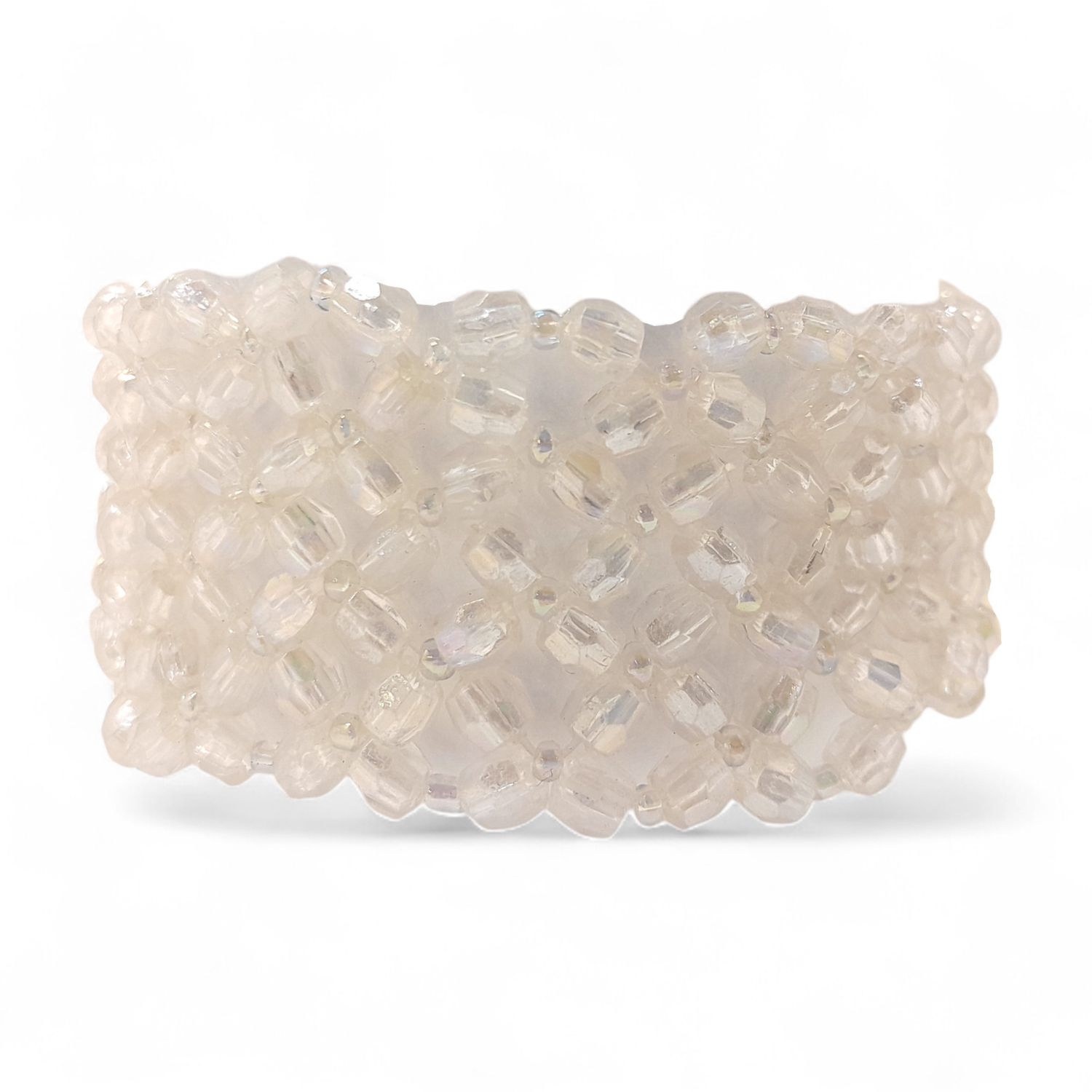 Bead Wristlet w/Plastic Pad/Ribbon Iridescent