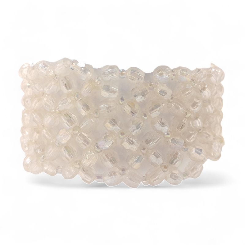 Bead Wristlet w/Plastic Pad/Ribbon Iridescent