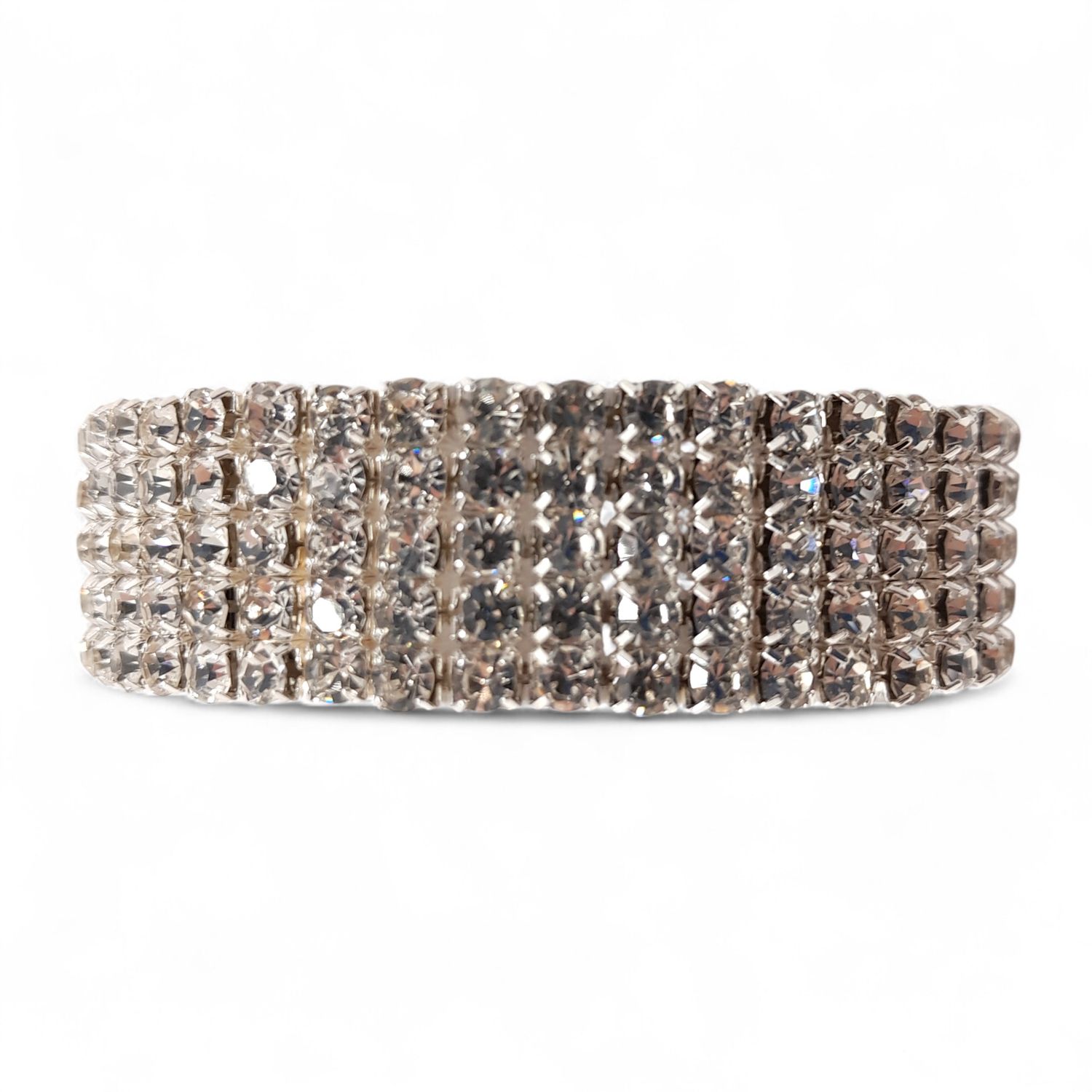 5 Row Rhinestone Wristlet With/Pad/Ribbon Crystal