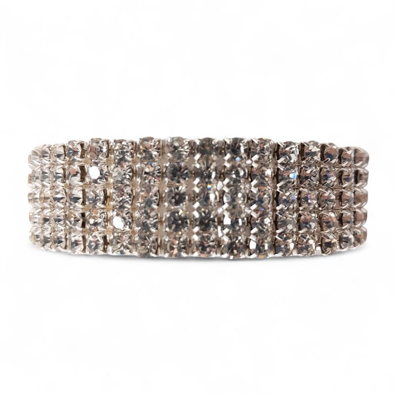 5 Row Rhinestone Wristlet With/Pad/Ribbon Crystal