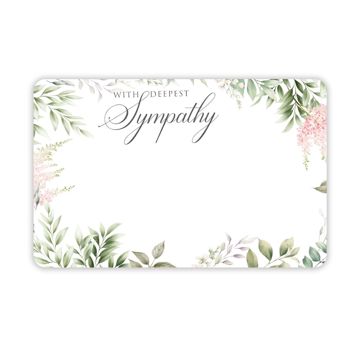 50pc 3.5&quot;x2.25&quot; Enclosure Cards w/Deepest Sympathy (Foliage Border)