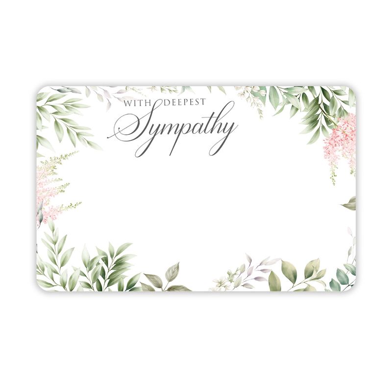 50pc 3.5&quot;x2.25&quot; Enclosure Cards w/Deepest Sympathy (Foliage Border)