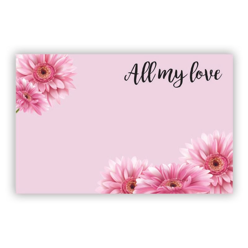 50pc Enclosure Cards All my Love w/Flowers Pink