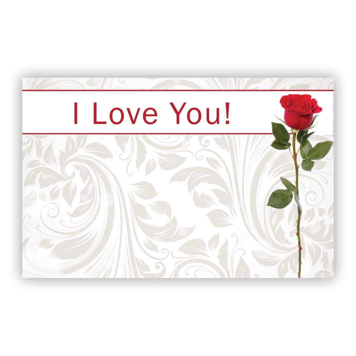 50pc 3.5&quot;x2.25&quot; Enclosure Cards I Love You w/Single Red Rose