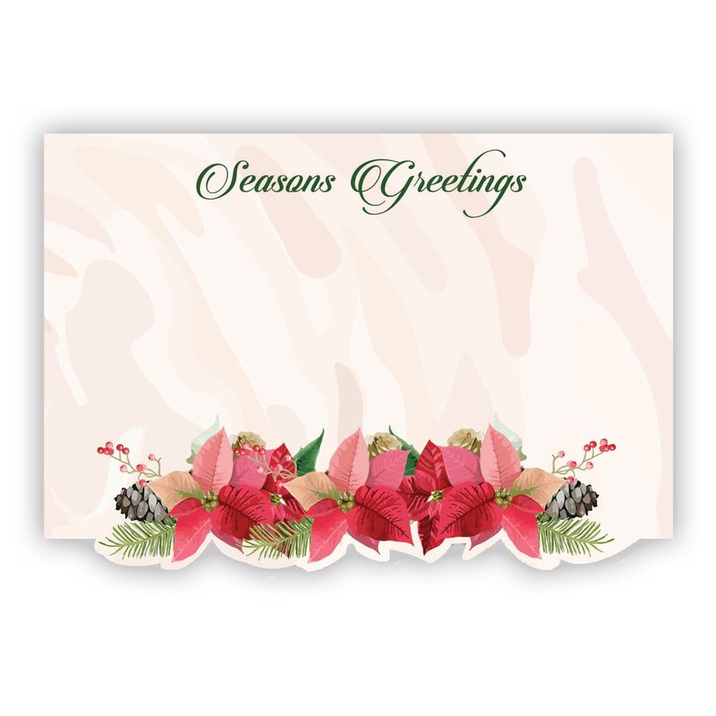 50pc 3.5&quot;x2.25&quot; Enclosure Cards Seasons Greetings w/Poinsettias