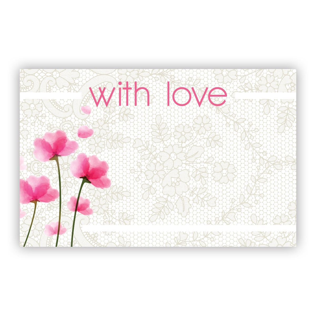 50pc 3.5&quot;x2.25&quot; Enclosure Cards With Love w/Flowers