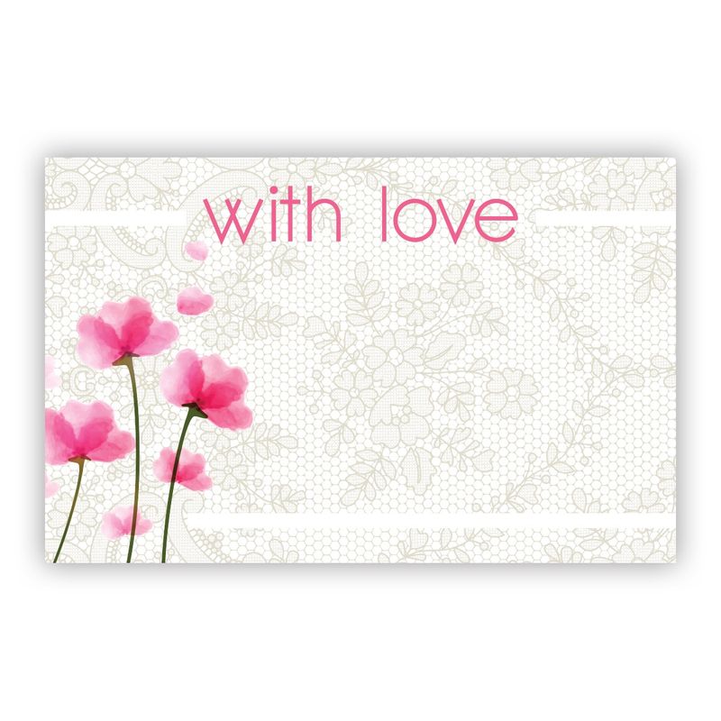50pc Enclosure Cards With Love w/Flowers