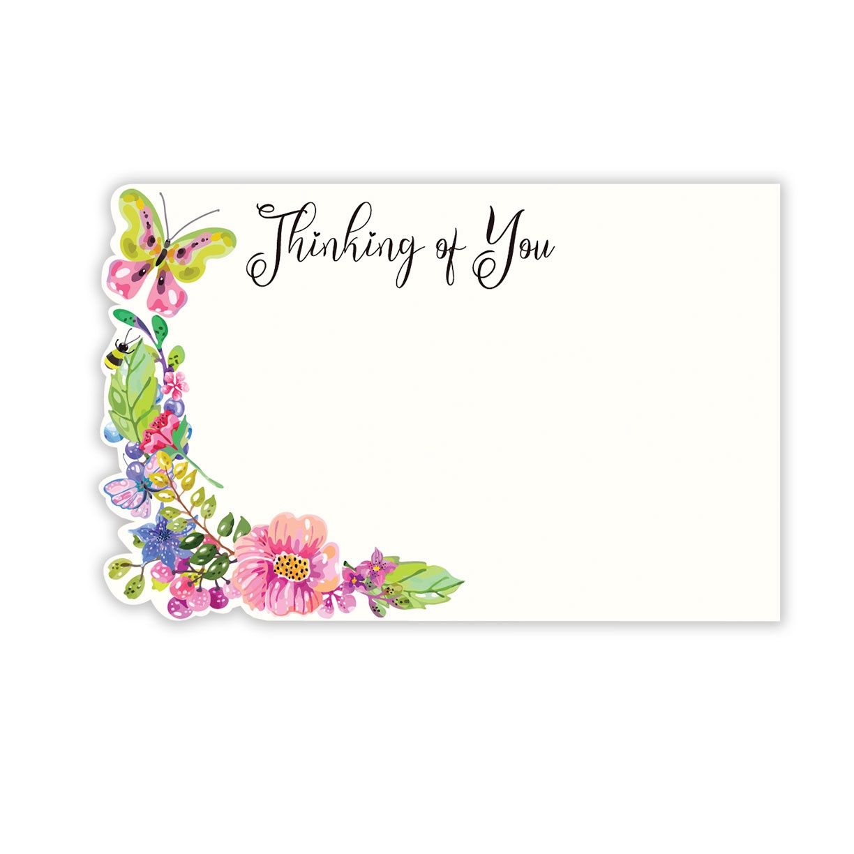 50pc 3.5&quot;x2.25&quot; Enclosure Cards Thinking of You (Flowers)
