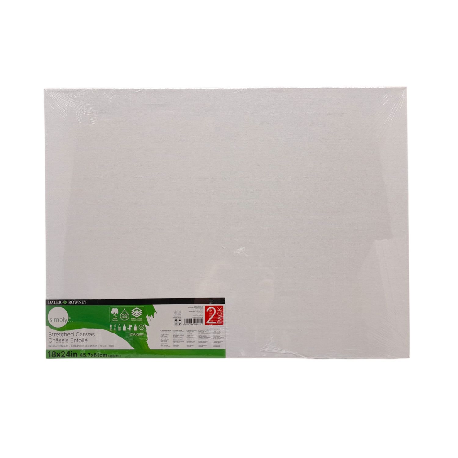 2pc 18&quot;x24&quot; Primed Stretched Canvas White