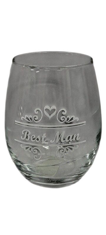 Stemless Wine Glass Best Man Clear/White (Glass)