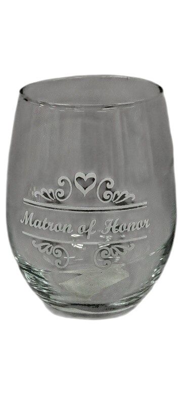 Stemless Wine Glass Matron Of Honor Clear/White (Glass)