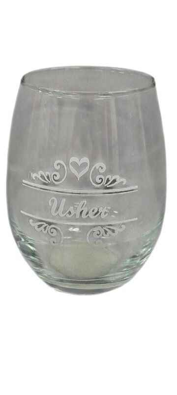 Stemless Wine Glass Usher Clear/White (Glass)