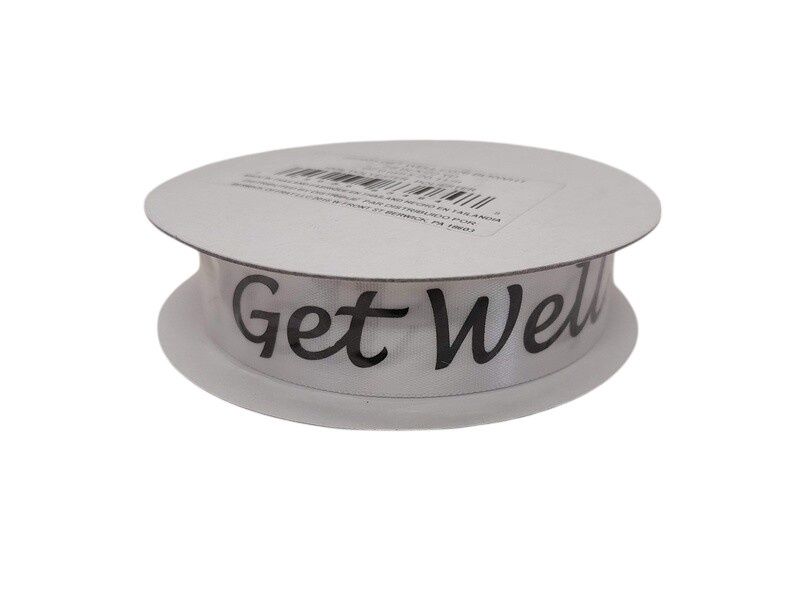 *7/8&quot;x22yd Get Well Satin Ribbon Black/White