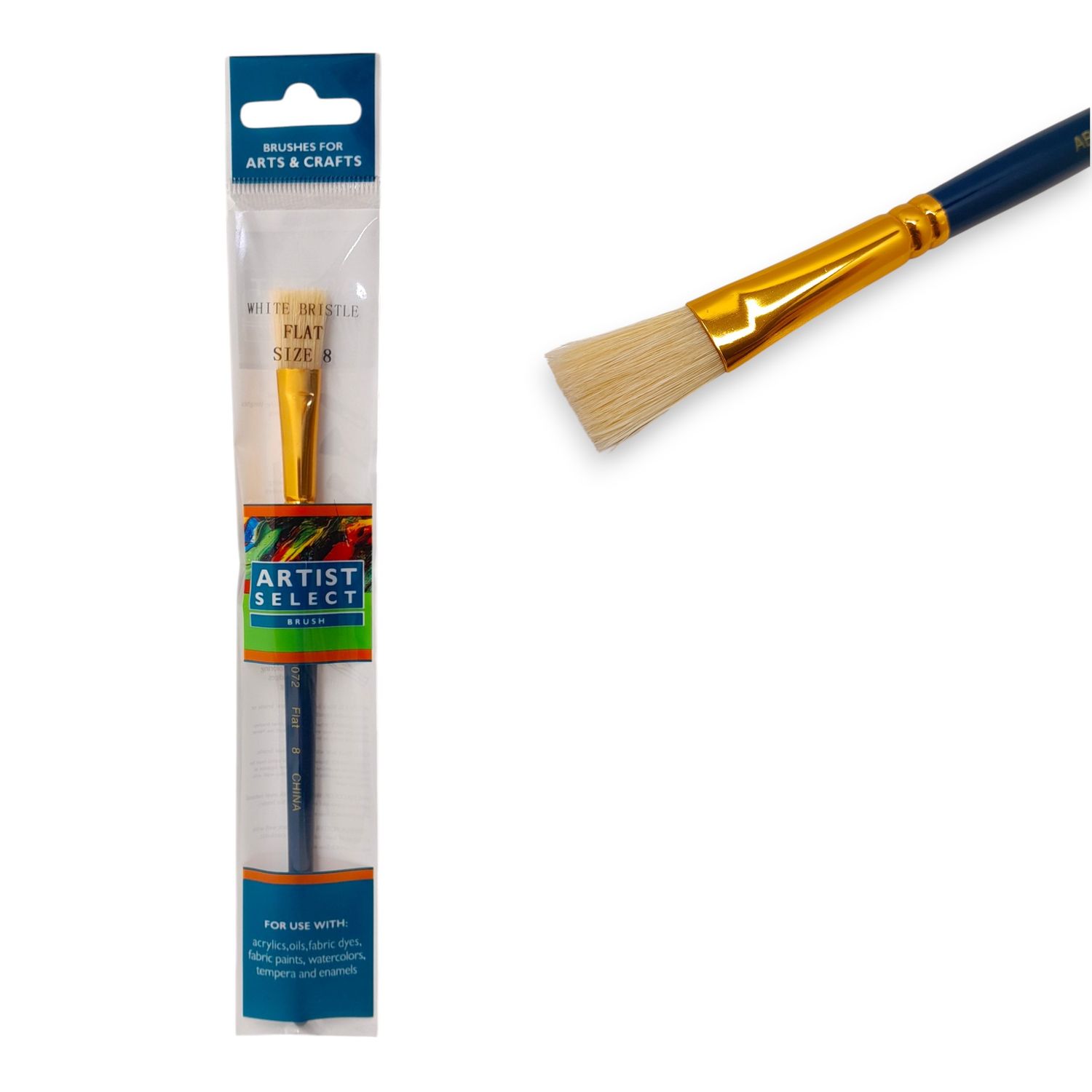#8 White Bristle Flat Brush