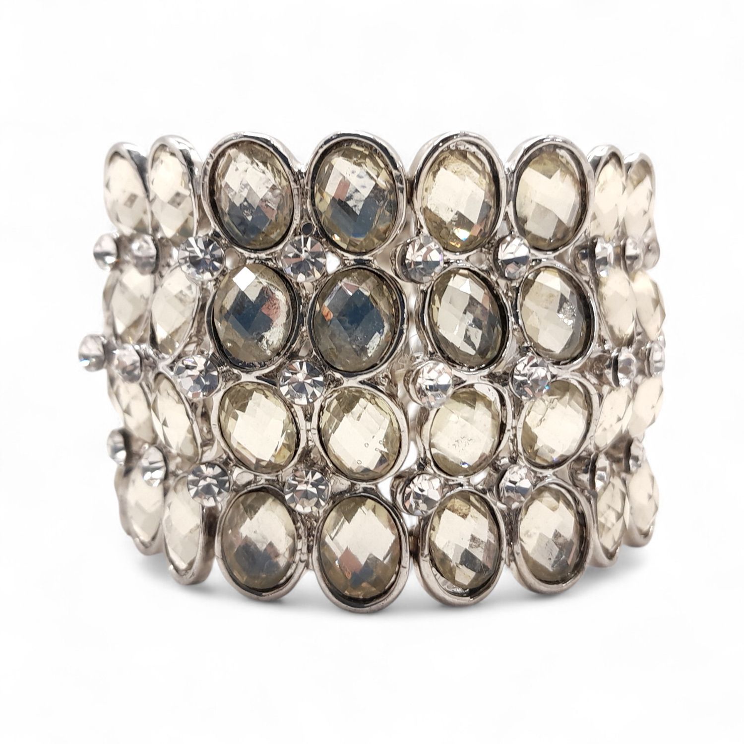 *2.25&quot; 4 Row Gem/Rhinestone Wristlet Crystal