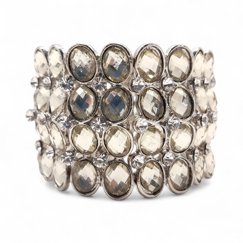 *2.25&quot; 4 Row Gem/Rhinestone Wristlet Crystal