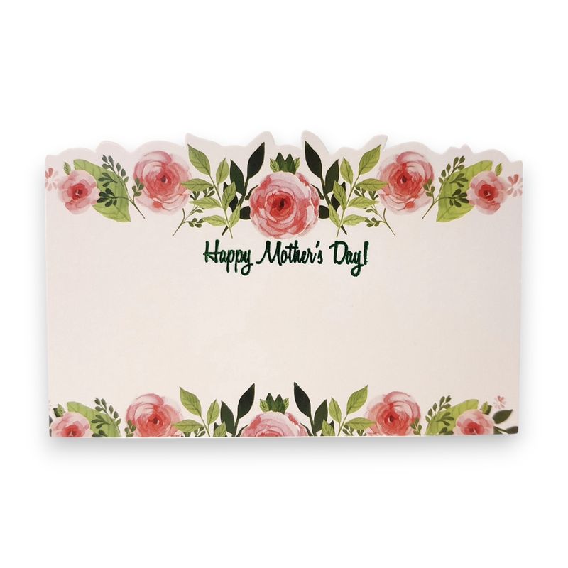 50pc 3.5&quot;x2.25&quot; Enclosure Cards Mother&#39;s Day (Pink Rose Border)