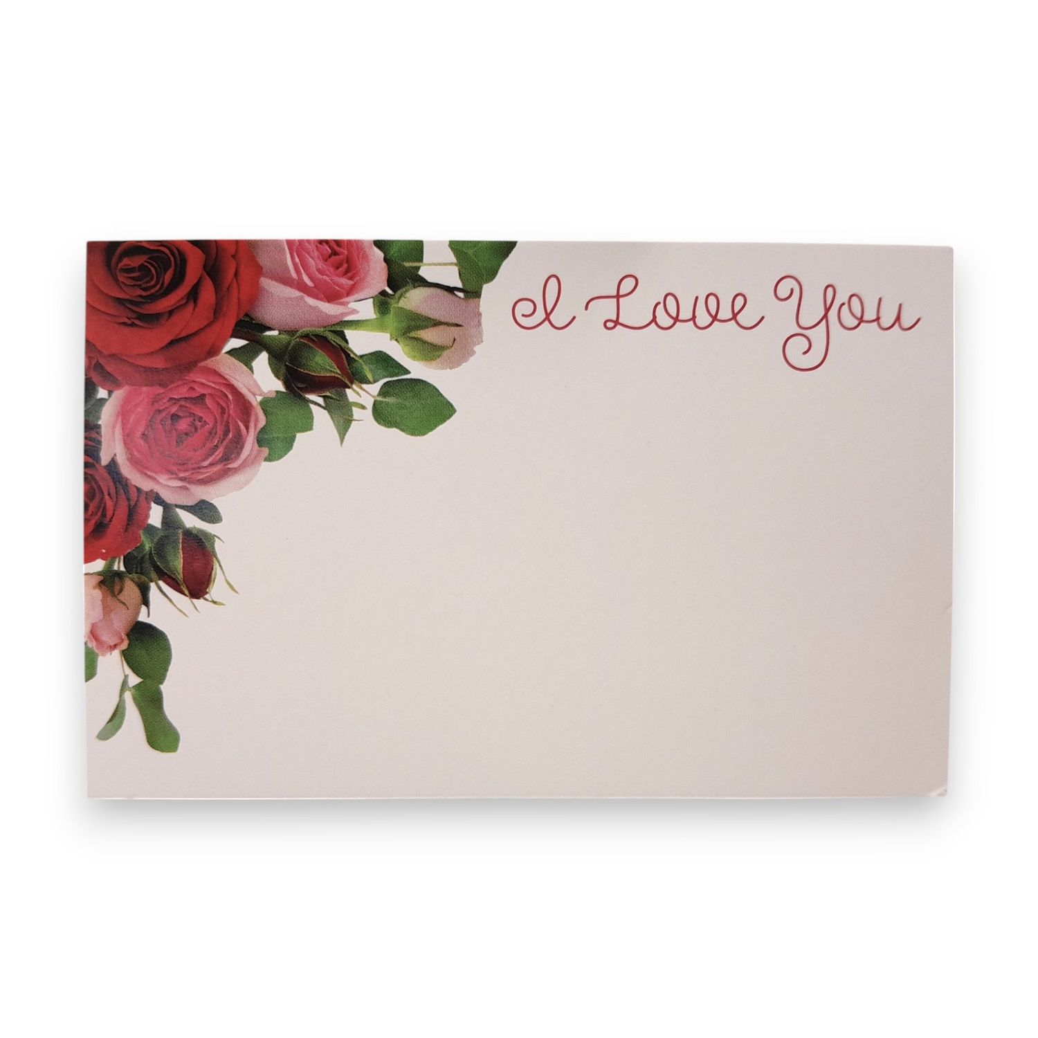 50pc 3.5&quot;x2.25&quot; Enclosure Cards I Love You (Pink &amp; Red Roses)