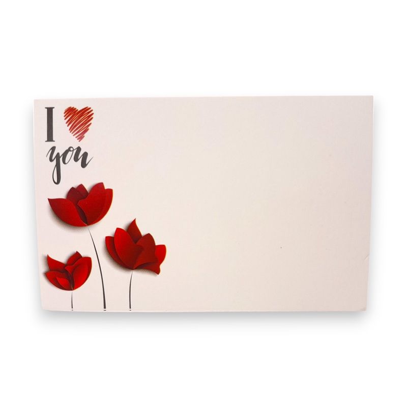50pc 3.5&quot;x2.25&quot; Enclosure Cards  I Love You w/Flowers