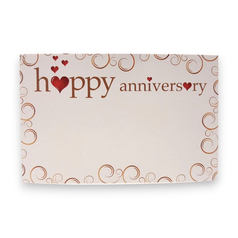 50pc 3.5&quot;x2.25&quot; Enclosure Cards, Happy Anniversary (Gold Swirls)