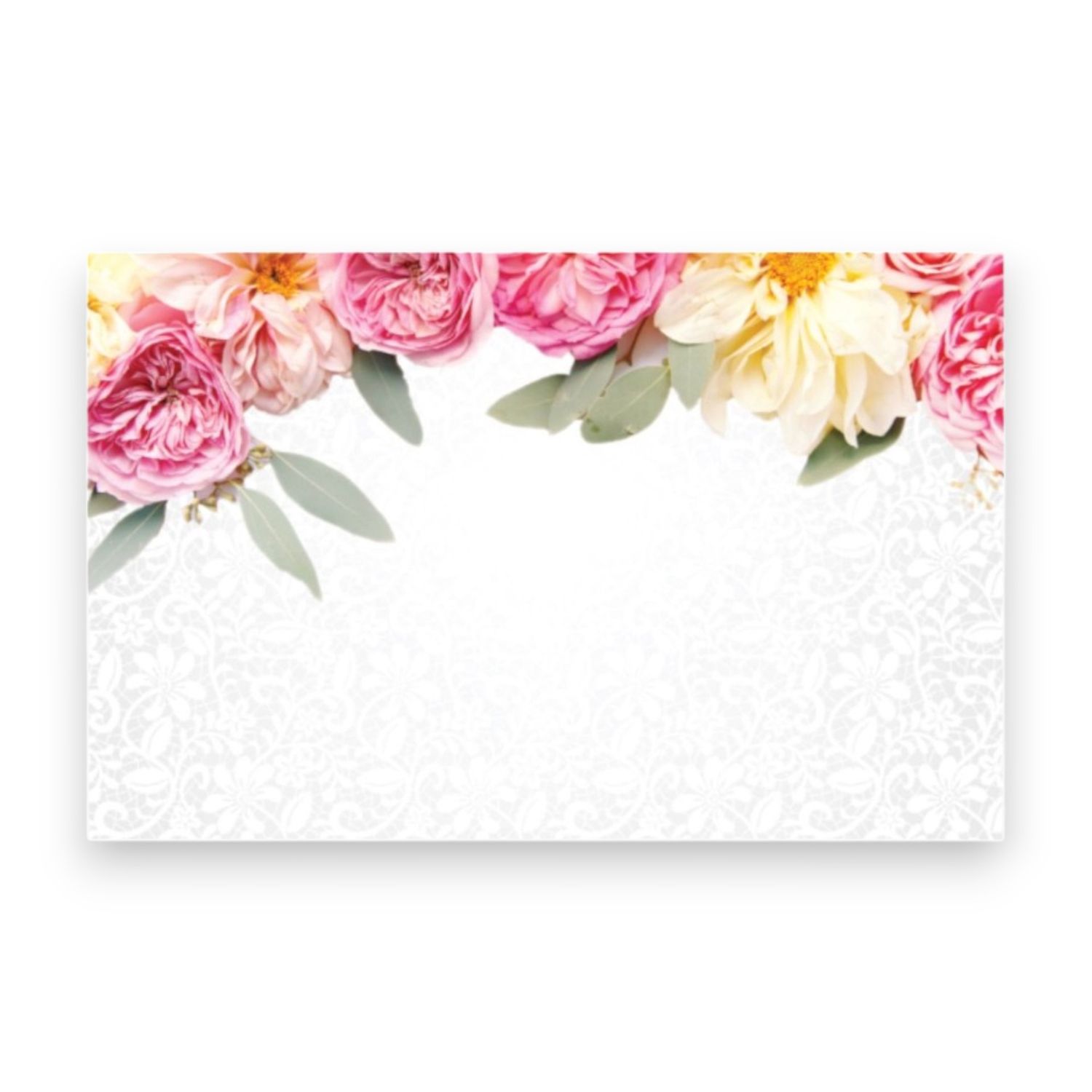 50pc 3.5&quot;x2.25&quot; Enclosure Cards White w/Flowers