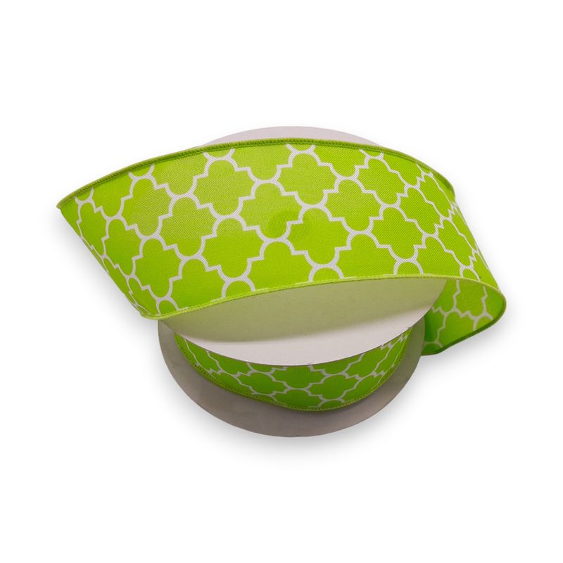 2.5&quot;x25yd Ribbon Green/White
