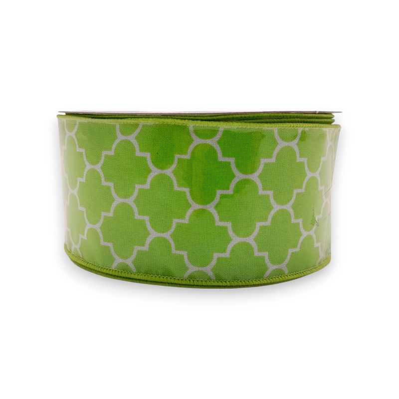 2.5"x25yd Ribbon Green/White