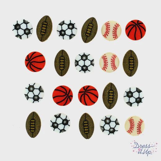 20pc 12mm Tiny Sports Equipment Buttons