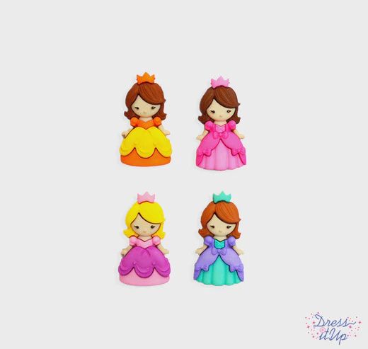 4pc 30mm Princess Buttons Multicolor