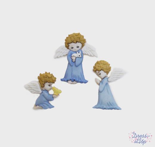 3pc Cherished Angels Buttons Blue