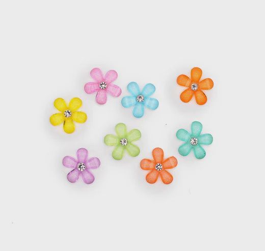 8pc 17mm Pastel Flower Rhinestone Embellishments Multicolor