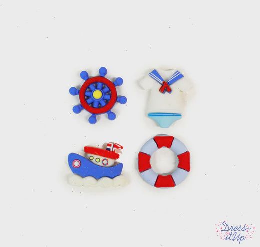 4pc Ahoy Baby Nautical Sailing Embellishments