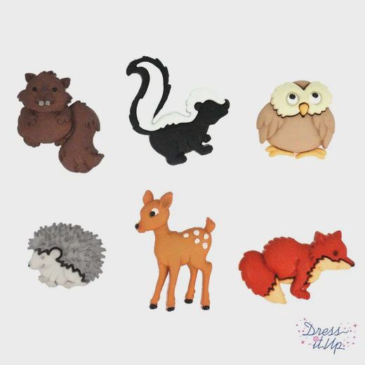 6pc Baby Forest Animal Buttons