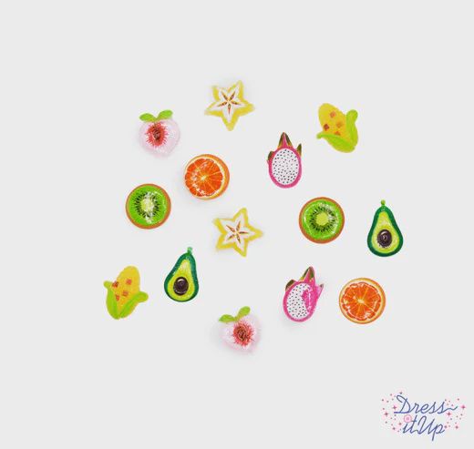14pc Mini Fruit &amp; Vegetable Embellishments Multicolor
