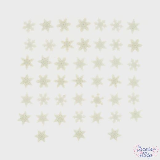 51pc 10mm Tiny Snowflake Buttons White