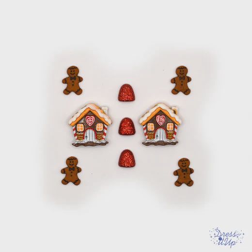 9pc Gingerbread Themed Buttons &amp; Embellishments Brown/Red