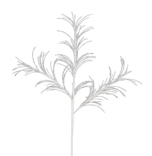 34" Glitter Fishline Spray White