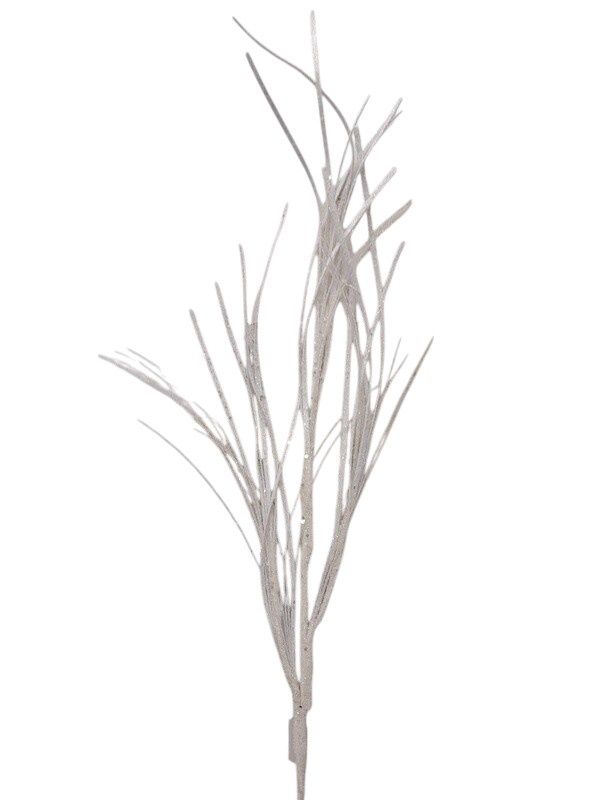 37" Glitter Onion Grass Spray White